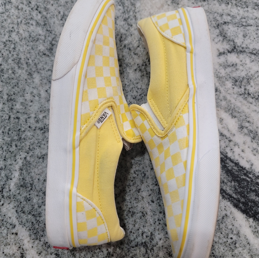 VANS Classic Slip-On Yellow Checkerboard    Sneakers Sz 7 - Picture 7 of 10